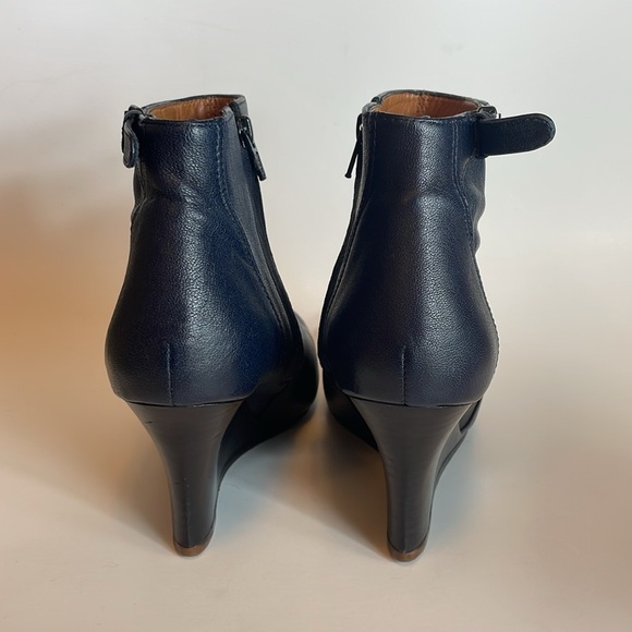 Lanvin navy blue leather ankle wedge boots 3” size 7 - Picture 4 of 8
